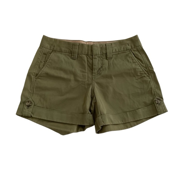 Banana Republic Roll Up Chino Short Sz 0 Olive Green Weekender Preppy - Picture 1 of 12